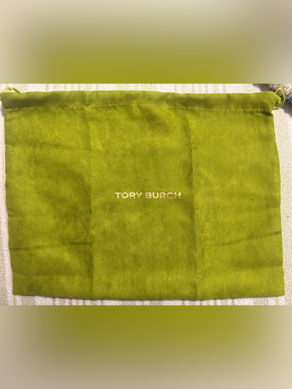 Tory Burch Olive Green Drawstring Logo Dust Pouch